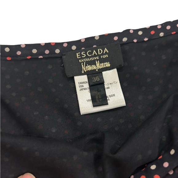 Y2K Escada for Neiman Marcus Skirt Ruffle Polkadot 100% Silk - Picture 2 of 4